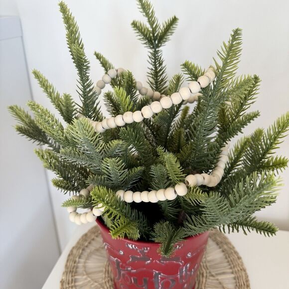 Handmade Artificial Christmas Tree Arrangement in Metal Bucket Faux Pine Tree - Picture 6 of 7